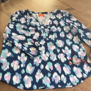 Hearts of Palm Blue and Purple Patterned Top